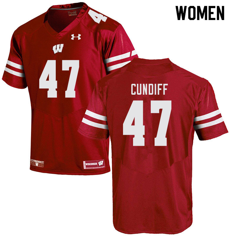 Women #47 Clay Cundiff Wisconsin Badgers College Football Jerseys Sale-Red